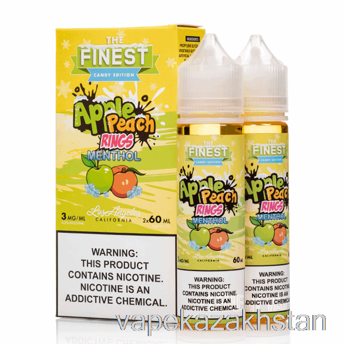 Vape Smoke Apple Peach Sour Rings MENTHOL - The Finest Candy Edition - 120mL 0mg